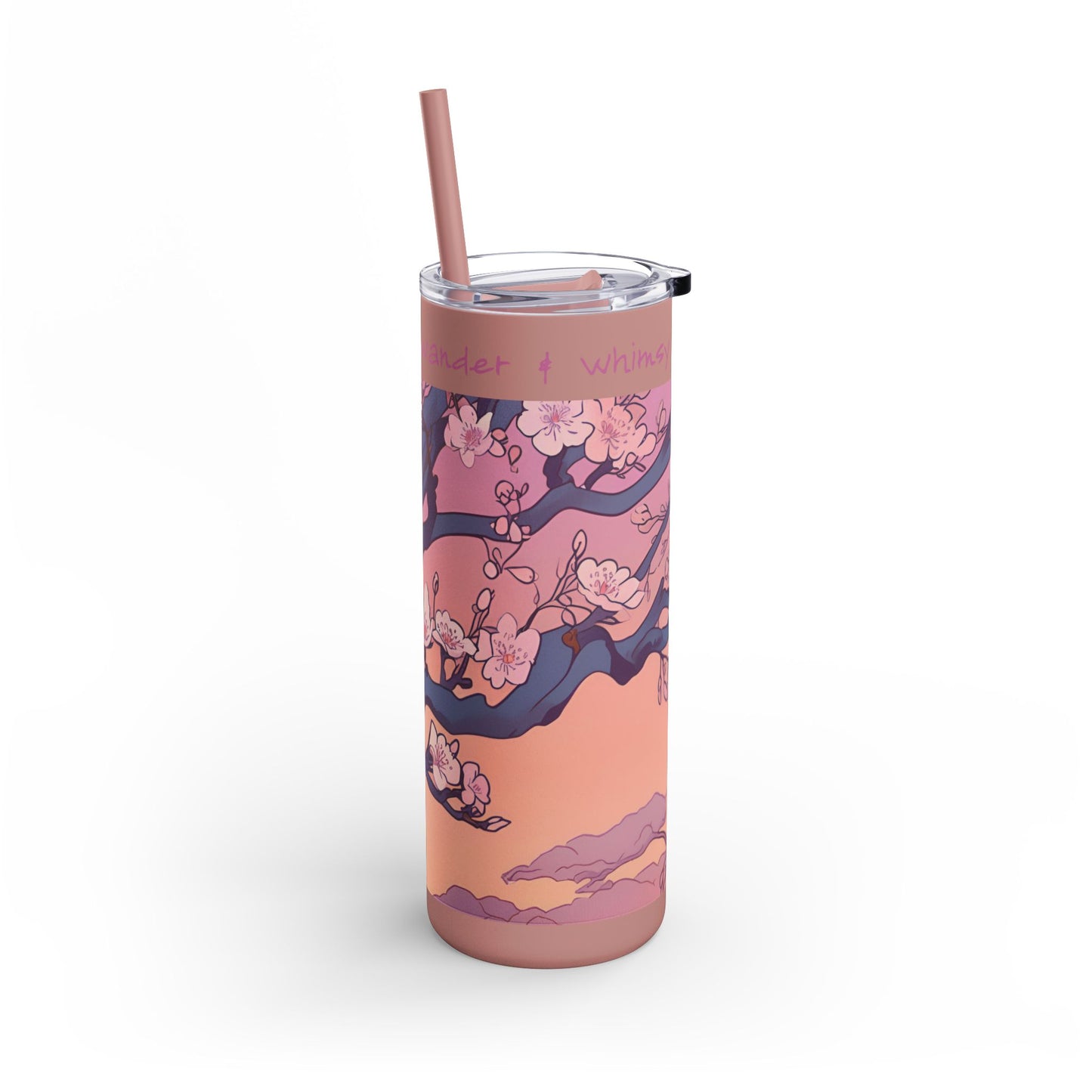 Cherry Blossom Sunset Matte Tumbler | 20 oz Insulated Tumbler