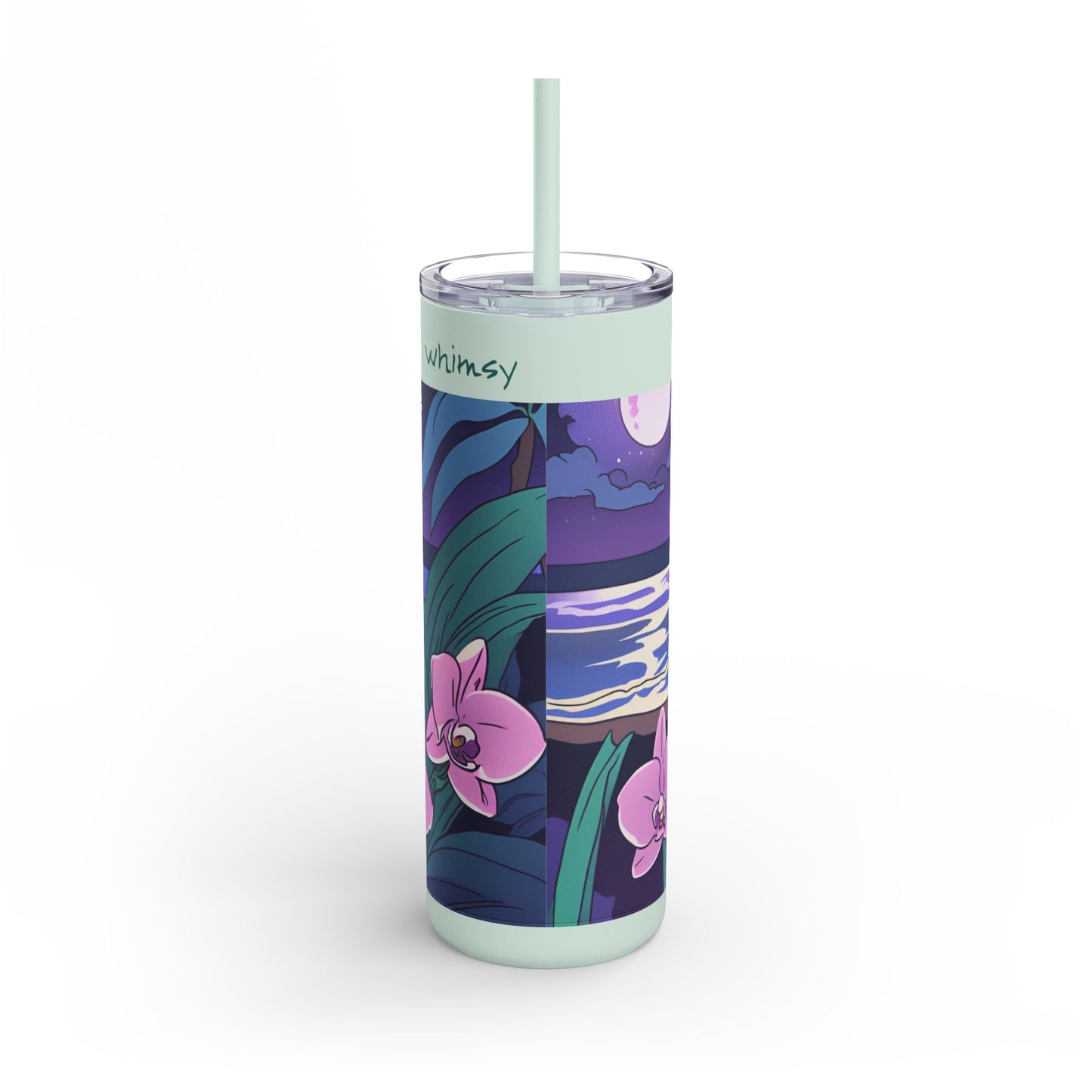Moonlit Beach & Orchid Matte Tumbler | 20 oz. Insulated Tumbler