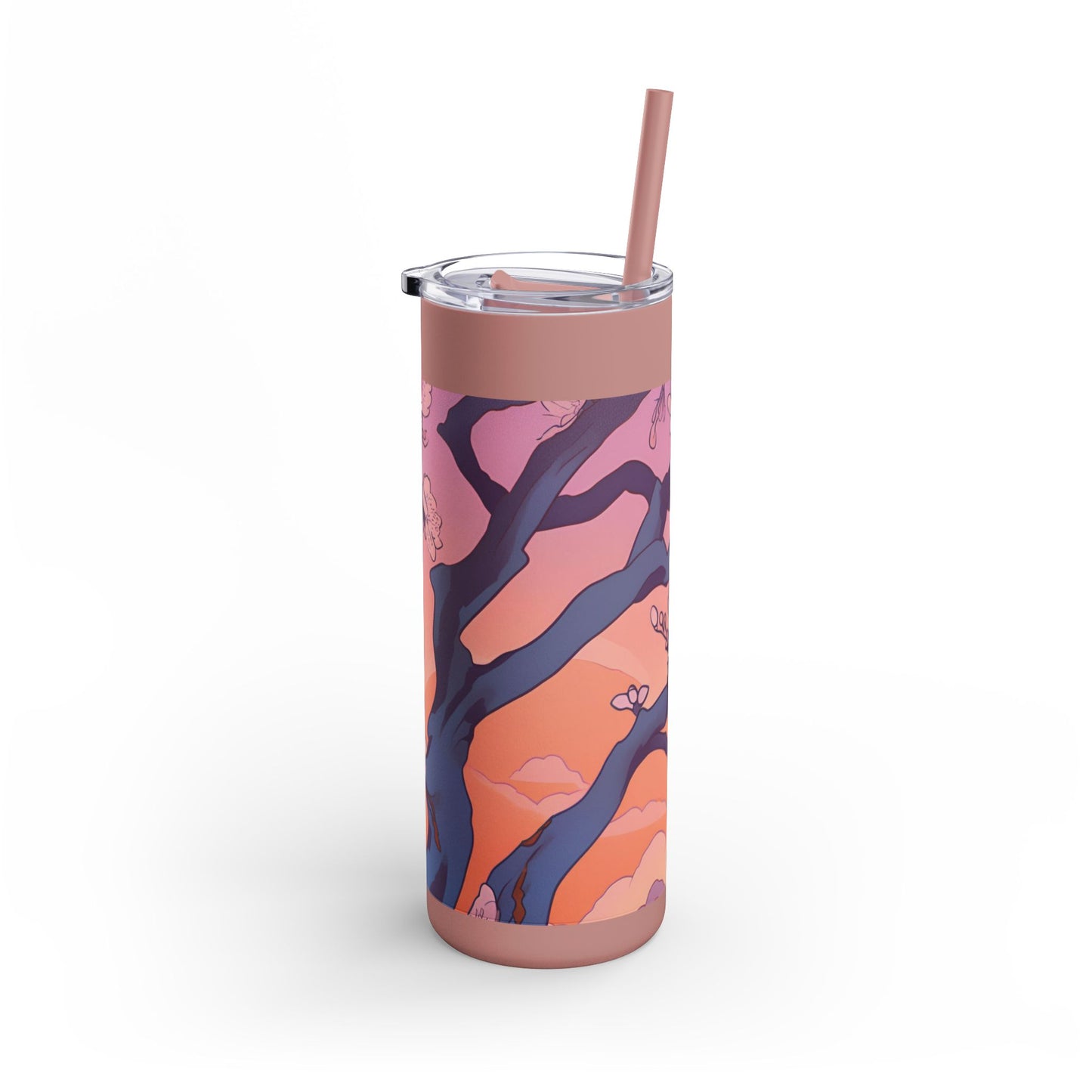 Cherry Blossom Sunset Matte Tumbler | 20 oz Insulated Tumbler