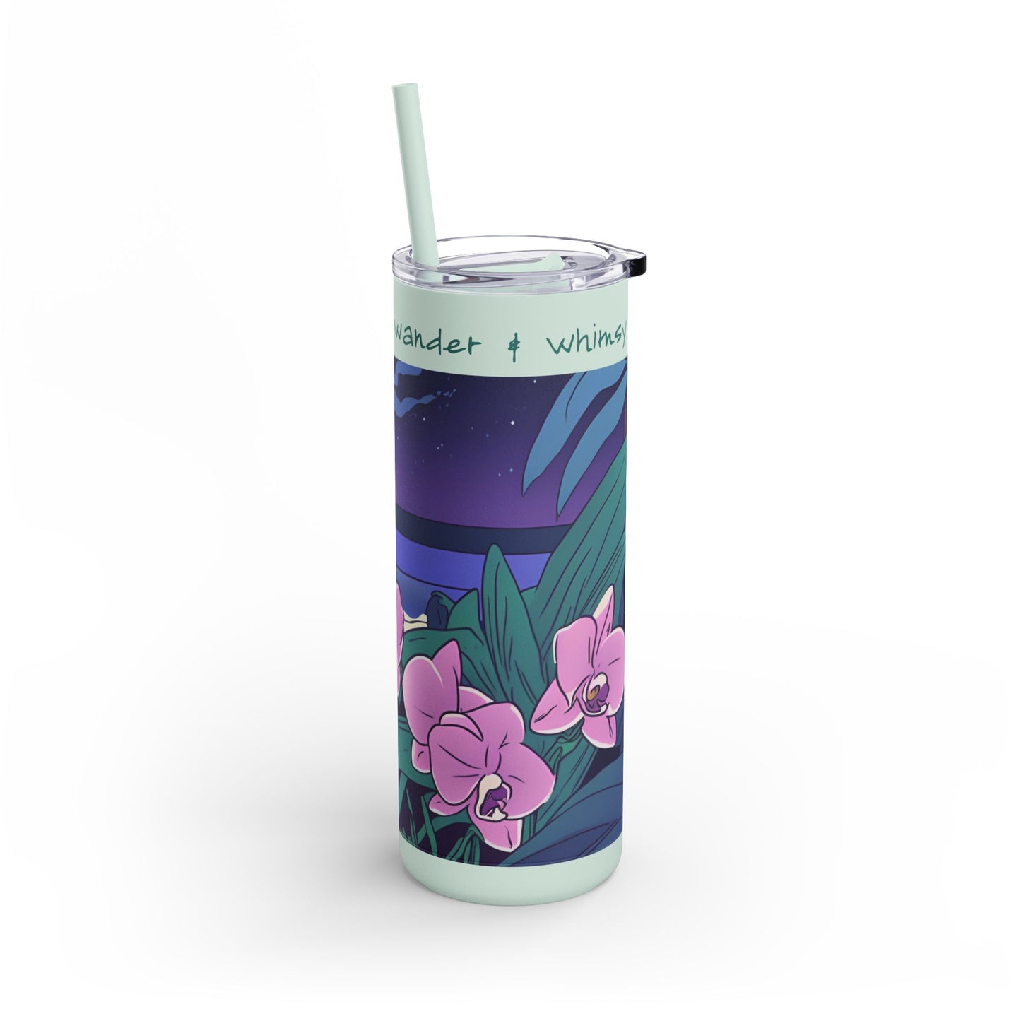 Moonlit Beach & Orchid Matte Tumbler | 20 oz. Insulated Tumbler
